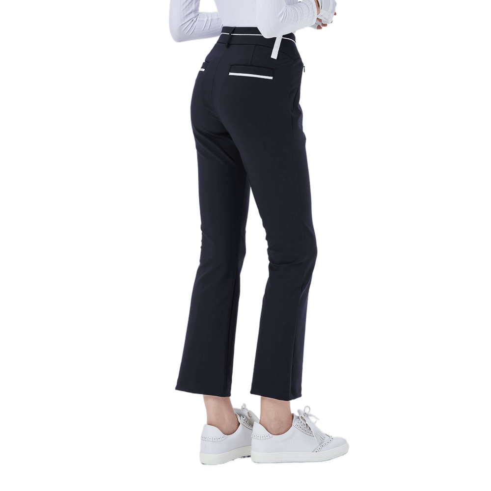 GoPlayer レディース ハイウエスト エラスティック ゴルフ パンツ (ブラック)