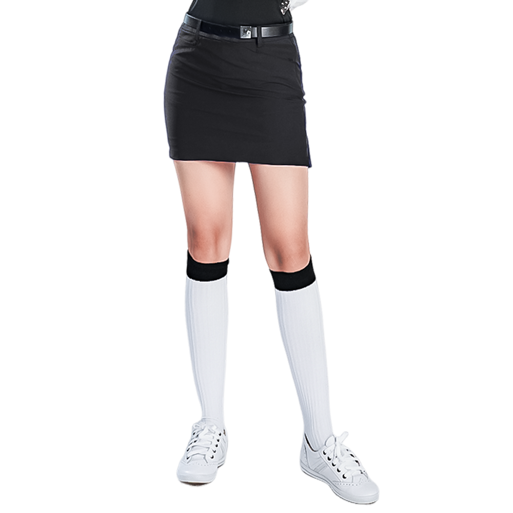 GoPlayer レディース 伸縮性ウエスト ゴルフスカート (ブラック)