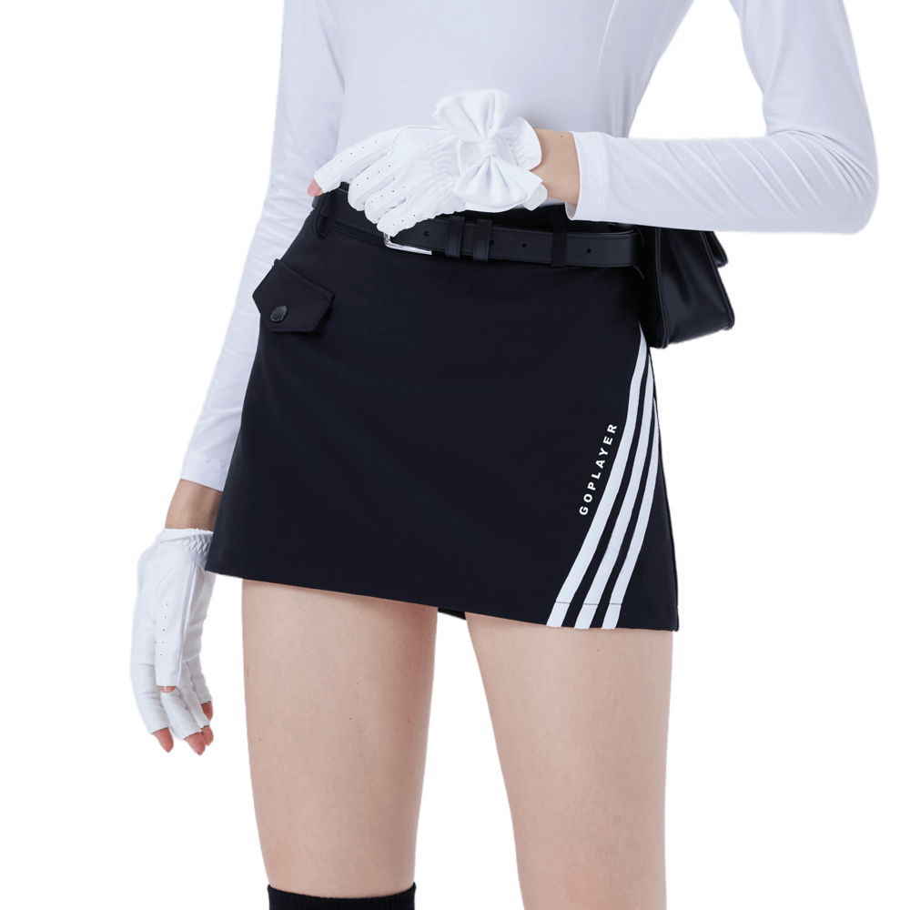 GoPlayer レディース ゴルフ A ライン スカート (ブラック)
