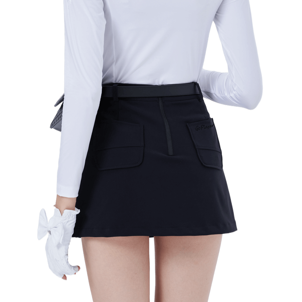 GoPlayer レディース ゴルフ A ライン スカート (ブラック)