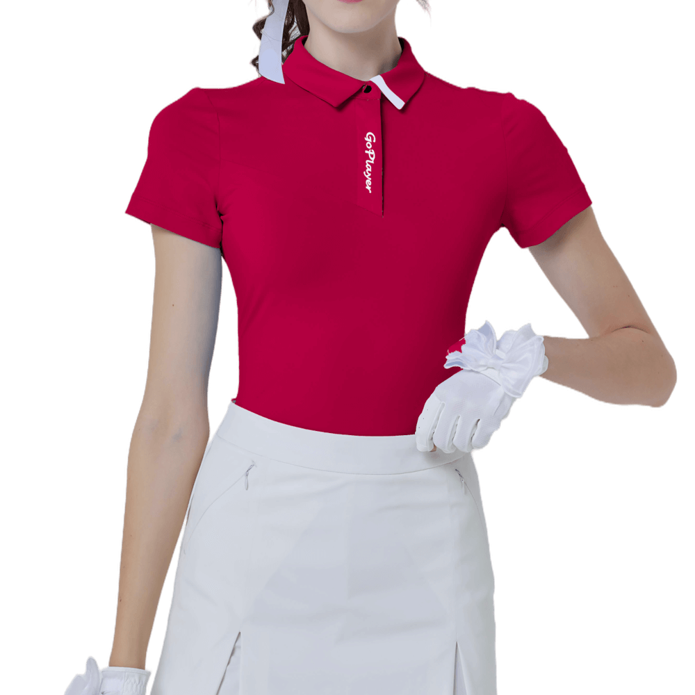 GoPlayer女彈性透氣短袖上衣(紅)