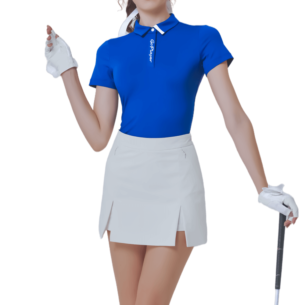 GoPlayer女彈性透氣短袖上衣(寶藍)