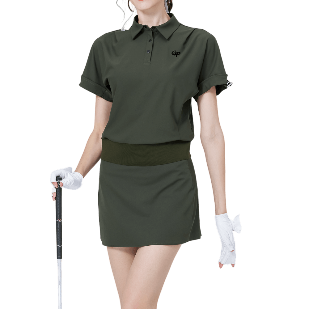 GoPlayer レディース ルーズフィット 半袖トップス (ミリタリーグリーン)