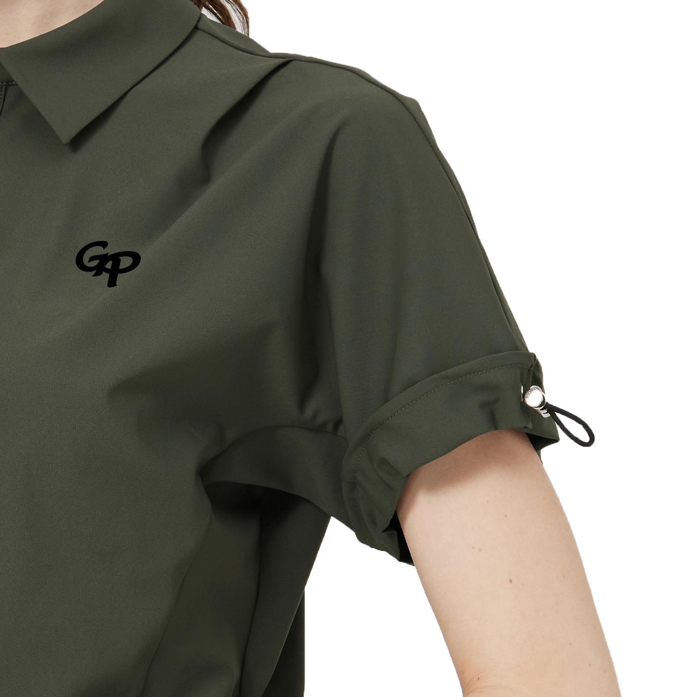 GoPlayer女寬鬆版短袖上衣(軍綠)