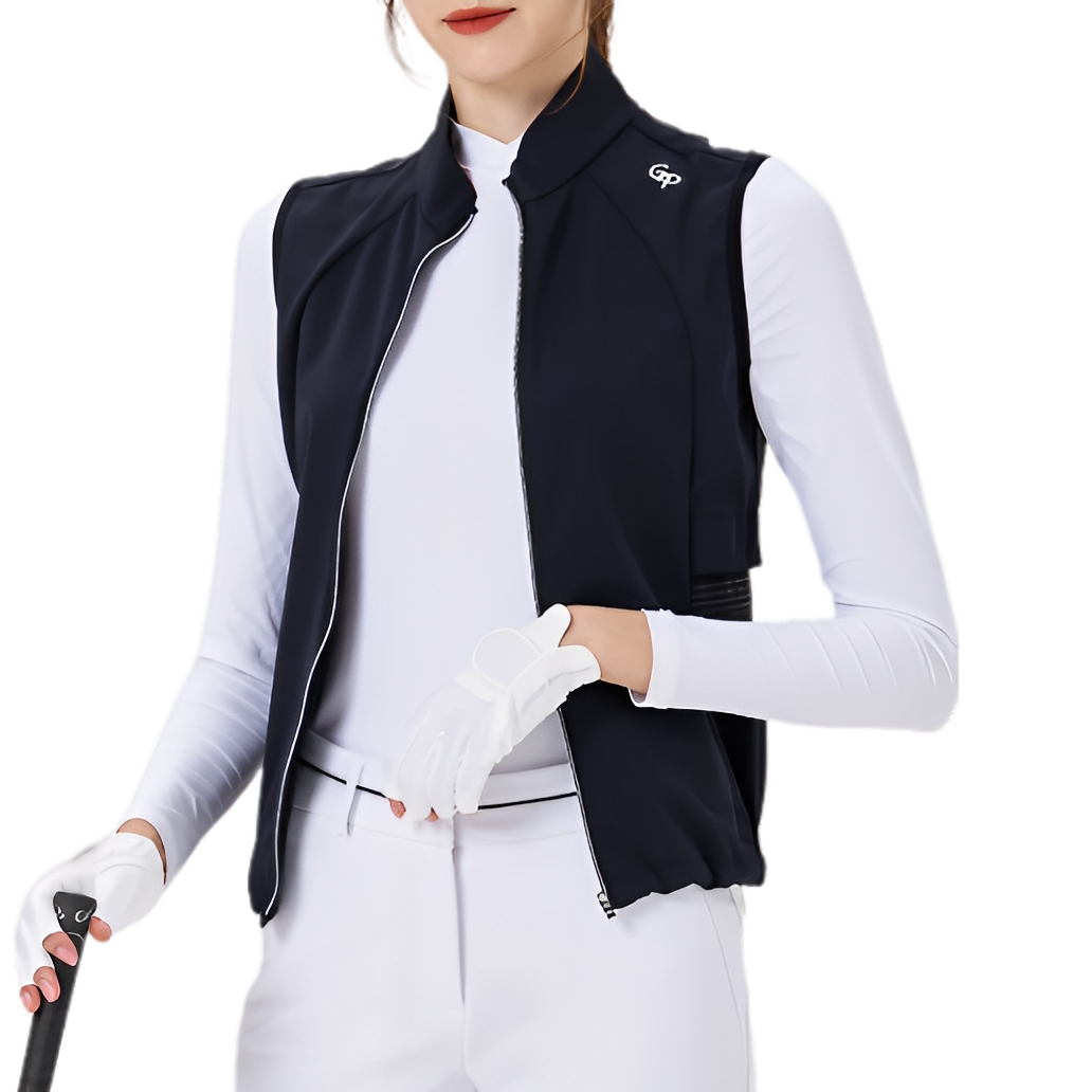 GoPlayer女高爾夫防潑水運動背心(黑)