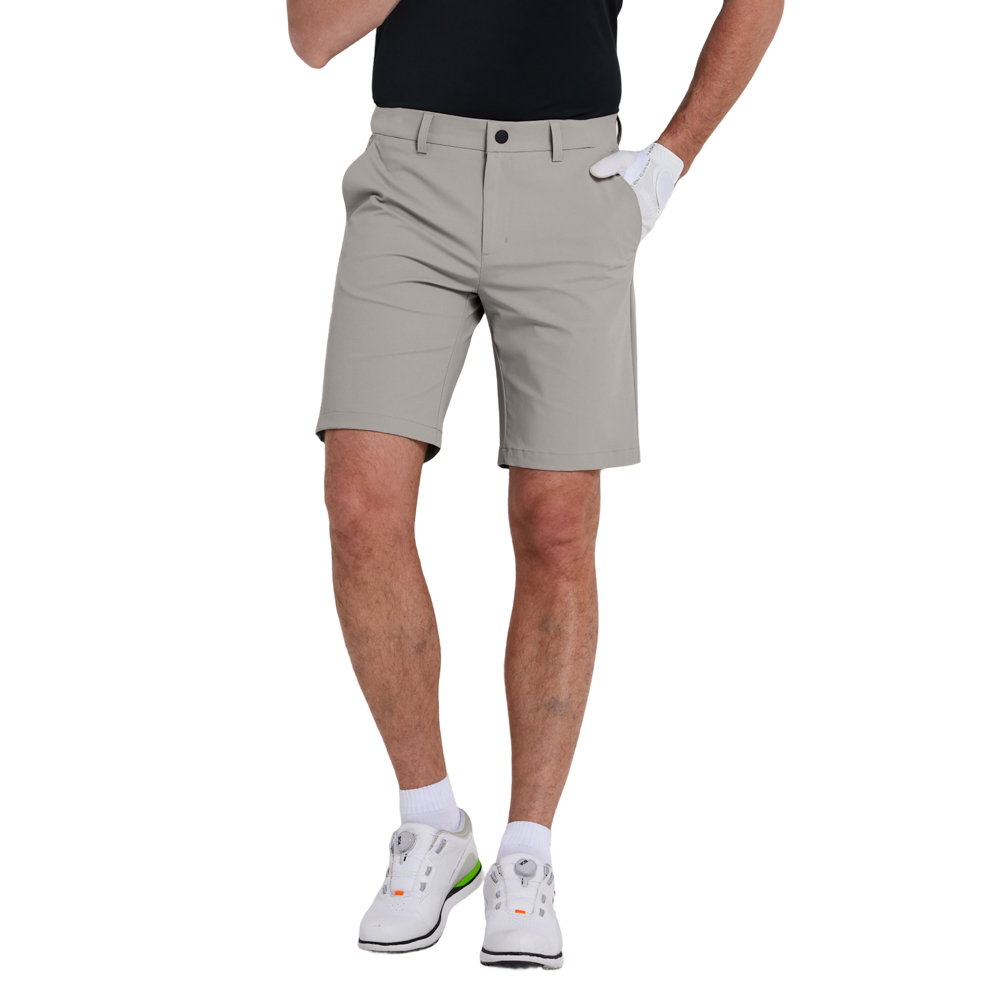 GoPlayer男彈性腰高爾夫短褲(淺灰)