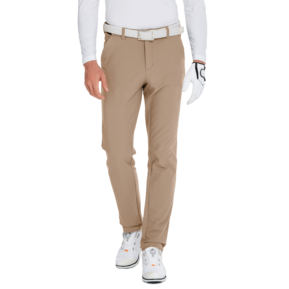 GoPlayer男秋冬彈力腰高爾夫長褲(卡其)