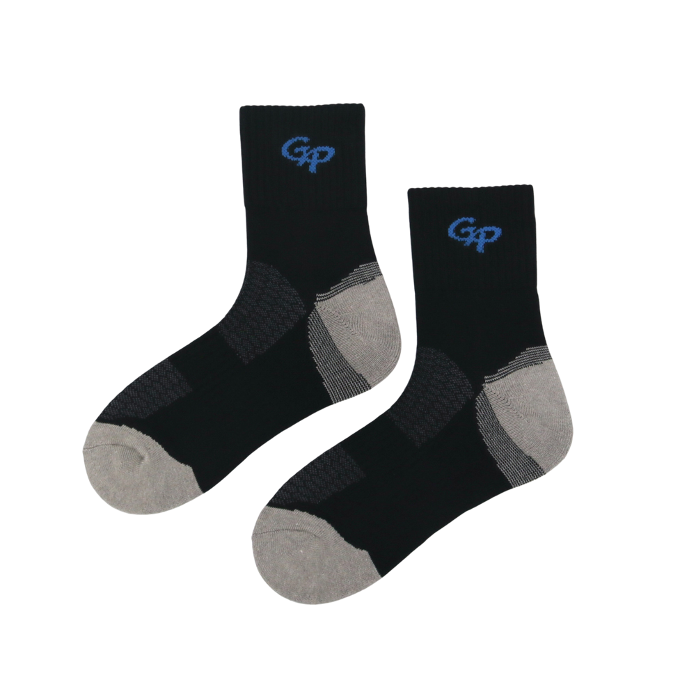 GoPlayer メンズ バンブー チャコール エア クッション ミッド チューブ スポーツ ソックス ブラック
