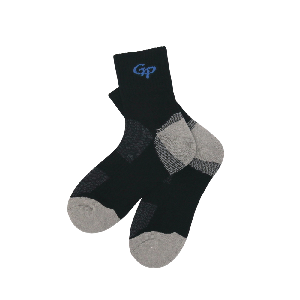 GoPlayer メンズ バンブー チャコール エア クッション ミッド チューブ スポーツ ソックス ブラック