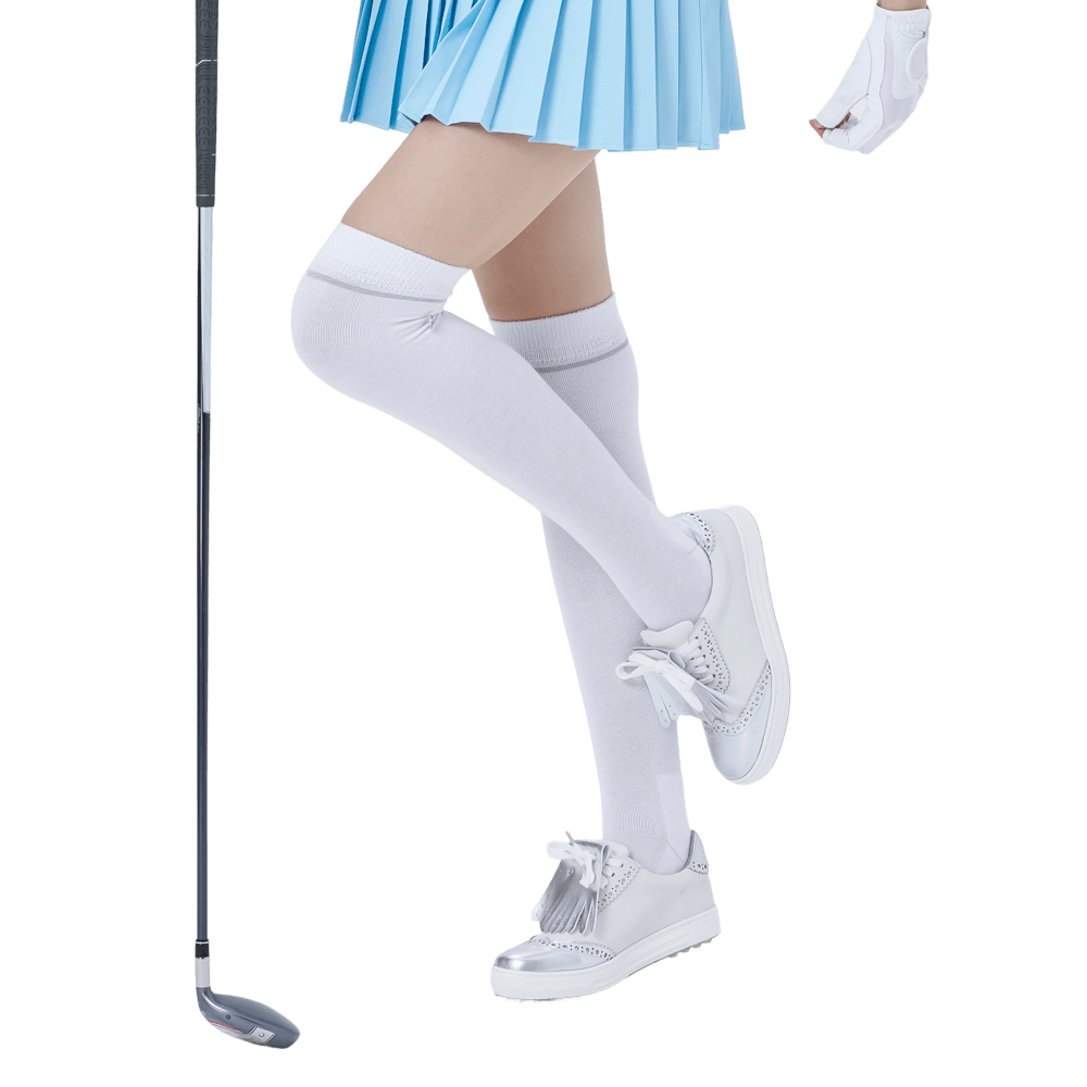 GoPlayer レディース ゴルフ ニーソックス (シルバー)