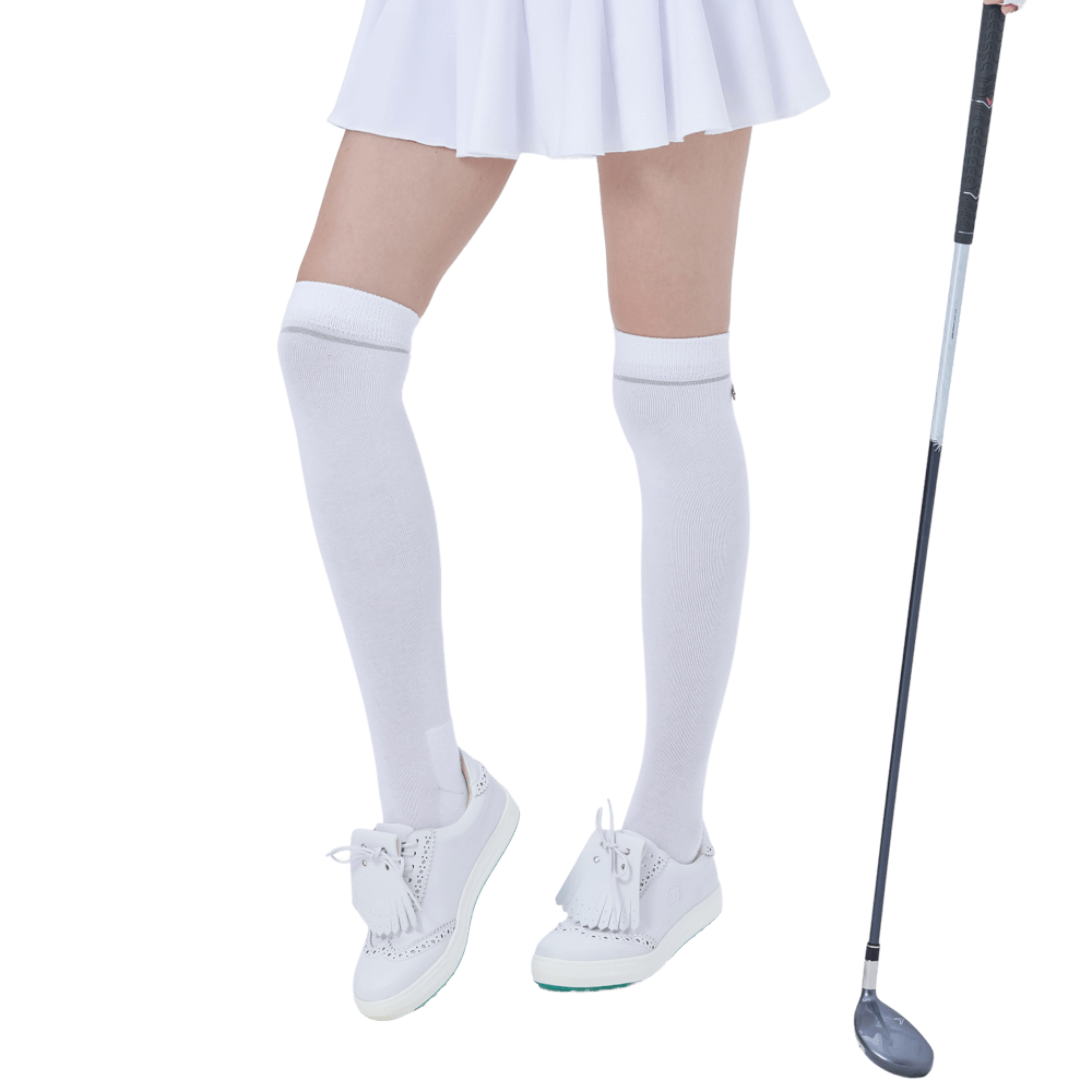 GoPlayer レディース ゴルフ ニーソックス (シルバー)