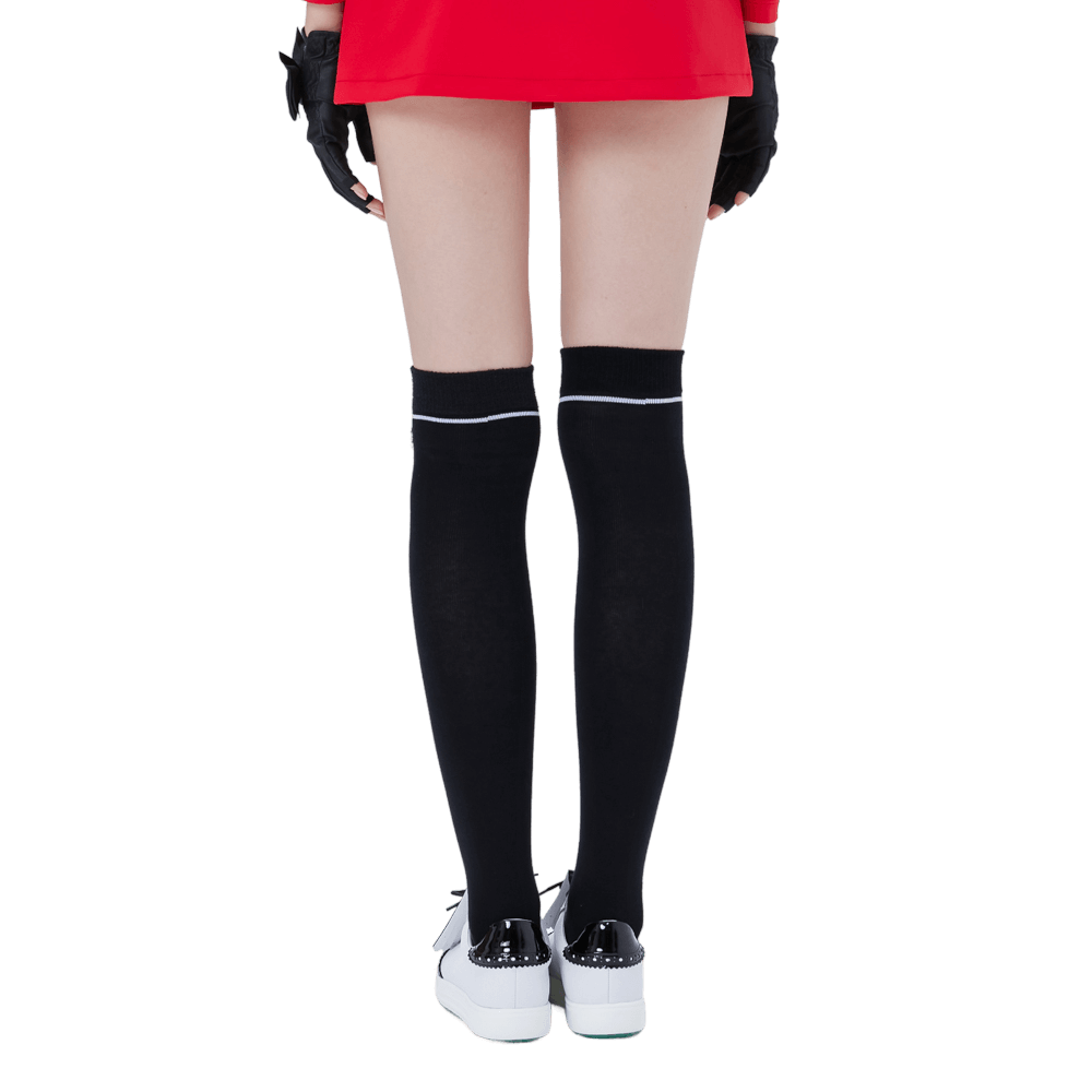 GoPlayer レディース ゴルフ ニーソックス (ブラックとシルバー)
