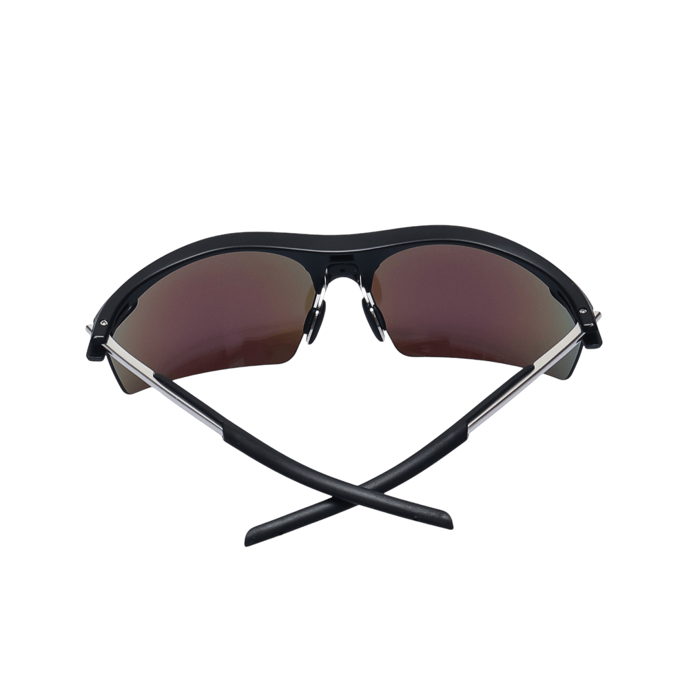 GoPlayer Lightweight Sunglasses (Sand Black Frame with White and Blue Lenses)