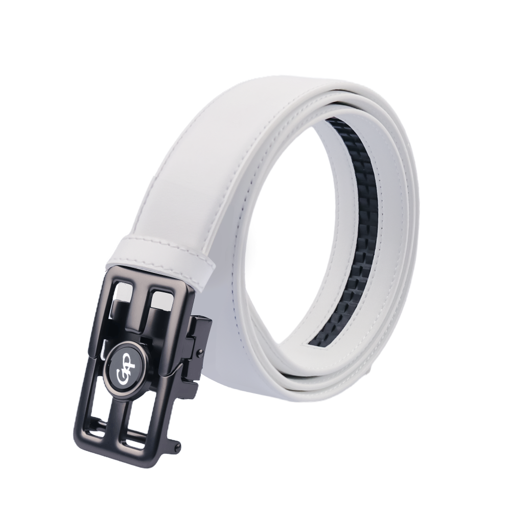 GoPlayer automatic slide buckle leather belt (white)