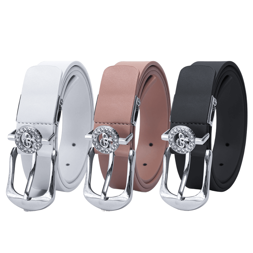 GoPlayer レディース ホースシューバックル ゴルフベルト (ホワイト)