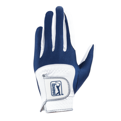 PGA男高爾夫彈性布防滑手套(白深藍)
