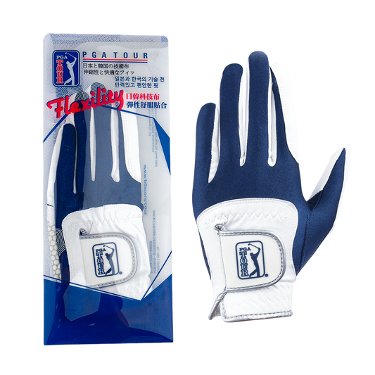 PGA男高爾夫彈性布防滑手套(白深藍)