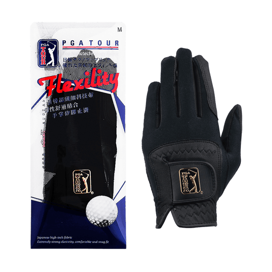 PGA men's golf elastic cloth non-slip gloves (black gold)