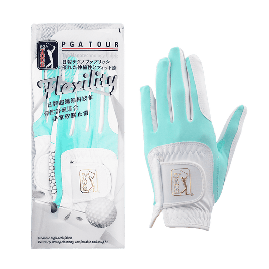 PGA women's golf elastic cloth non-slip gloves (white and green)