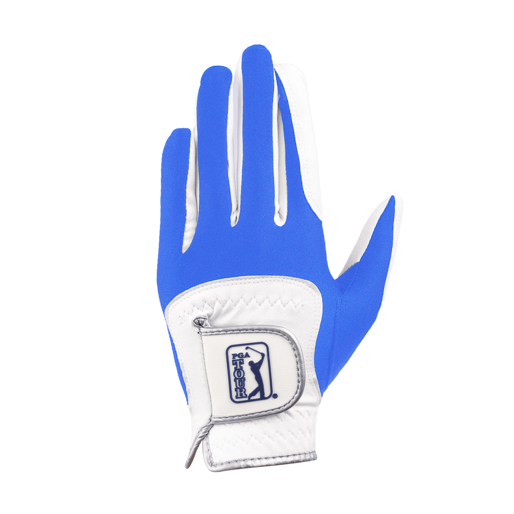 PGA Men's Golf Elastic Cloth Anti-Slip Gloves (White Blue)
