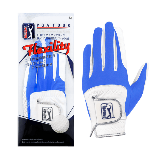 PGA Men's Golf Elastic Cloth Anti-Slip Gloves (White Blue)