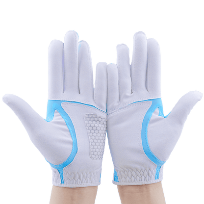 PGA女高爾夫彈性布防滑手套(白淺藍)