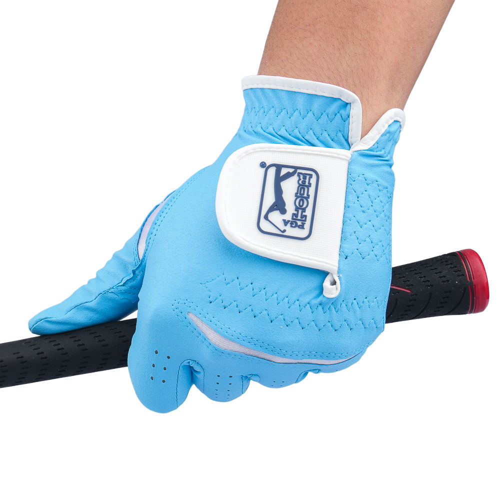 PGA韓版奈米布男高爾夫手套(淺藍)