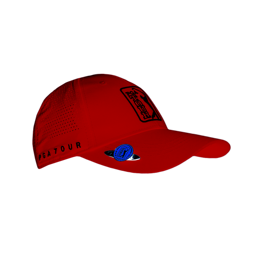 PGA高爾夫沖孔球標帽(紅)