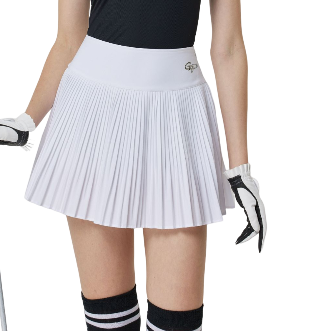 GoPlayer女高爾夫百褶褲裙（白）