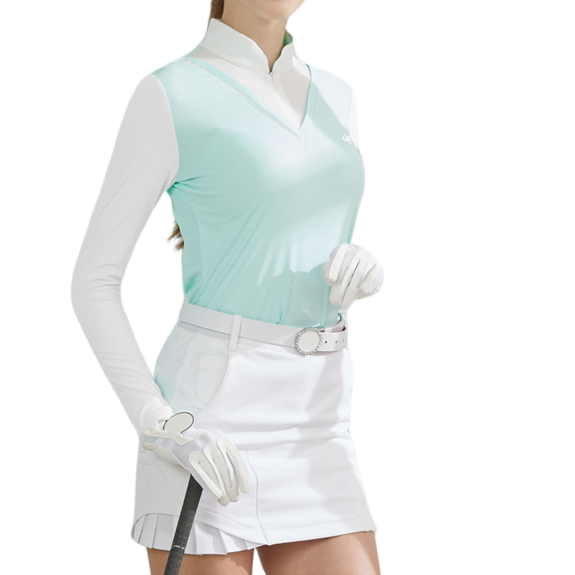 GoPlayer女連身防曬袖套衣（淡綠）