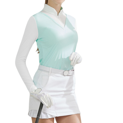 GoPlayer女連身防曬袖套衣（淡綠）