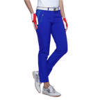 GoPlayer女彈性腰圍快乾高爾夫長褲(彩藍)