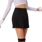 GoPlayer レディース ゴルフ 伸縮性ウエスト プリーツスカート (ブラック)