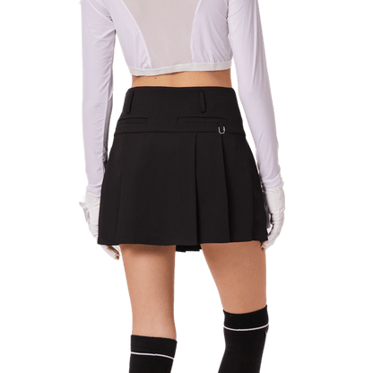 GoPlayer女高爾夫彈性腰百褶裙(黑)