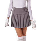 GoPlayer レディース ゴルフ 伸縮性ウエスト プリーツスカート (グレー)
