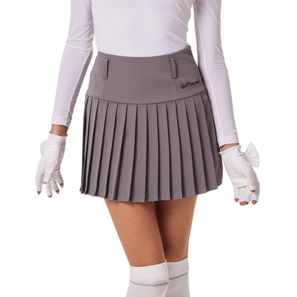 GoPlayer女高爾夫彈性腰百褶裙(灰)