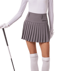 GoPlayer レディース ゴルフ 伸縮性ウエスト プリーツスカート (グレー)