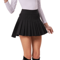 GoPlayer Ladies' Elastic High-Waisted Pleated Skirt (Black)