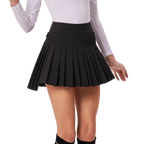 GoPlayer女彈性高腰百褶裙(黑)