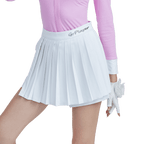 GoPlayer女高爾夫假兩件式百褶褲裙(白)