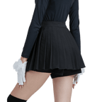 GoPlayer女高爾夫假兩件式百褶褲裙(黑)