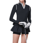 GoPlayer レディース ワンピース日焼け防止スリーブ スーツ (ブラック)