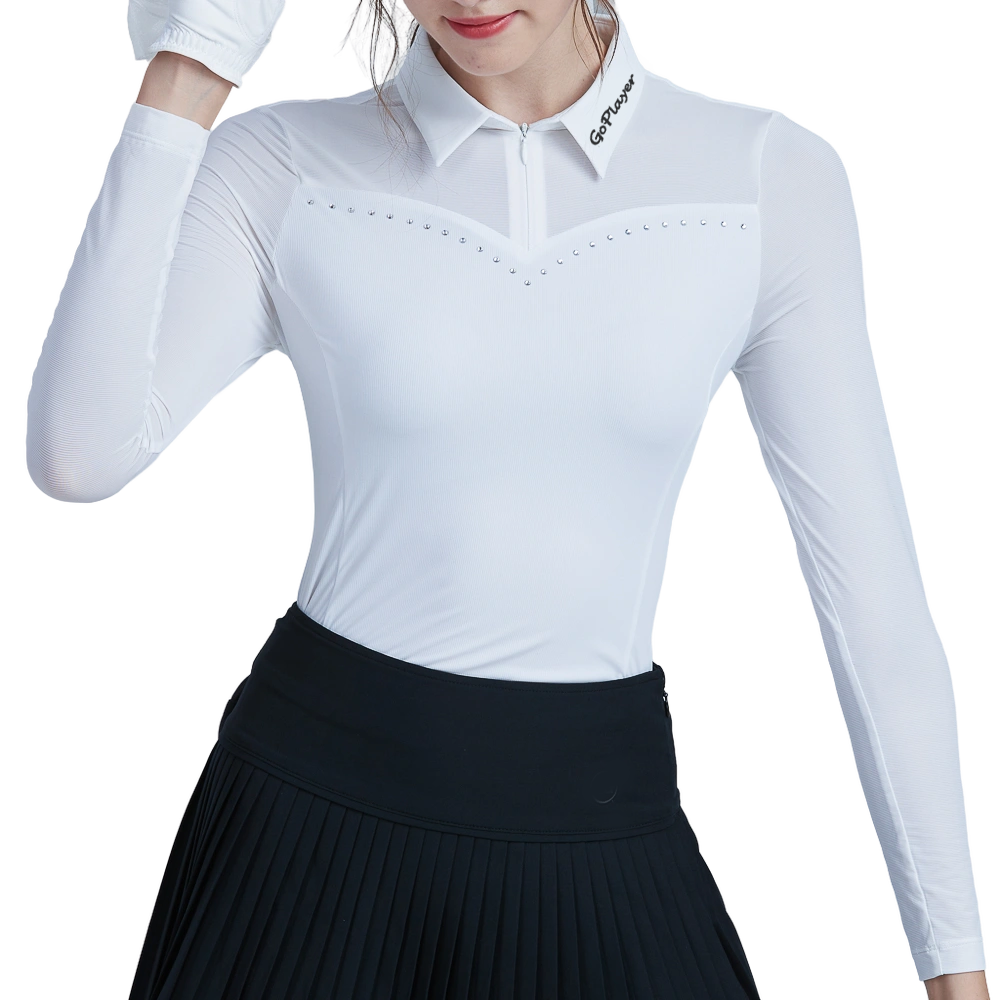 GoPlayer Women's Golf Long Sleeve Sun Protection Sleeve Sleeves (White)
