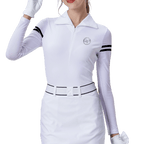 GoPlayer Women's Golf Big Lapel Ice Silk Sleeve Suit (White)