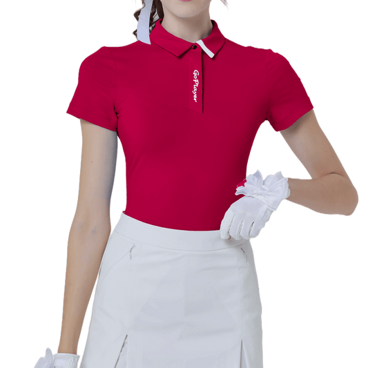 GoPlayer女彈性透氣短袖上衣(紅)
