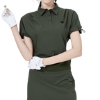 GoPlayer レディース ルーズフィット 半袖トップス (ミリタリーグリーン)