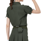 GoPlayer レディース ルーズフィット 半袖トップス (ミリタリーグリーン)