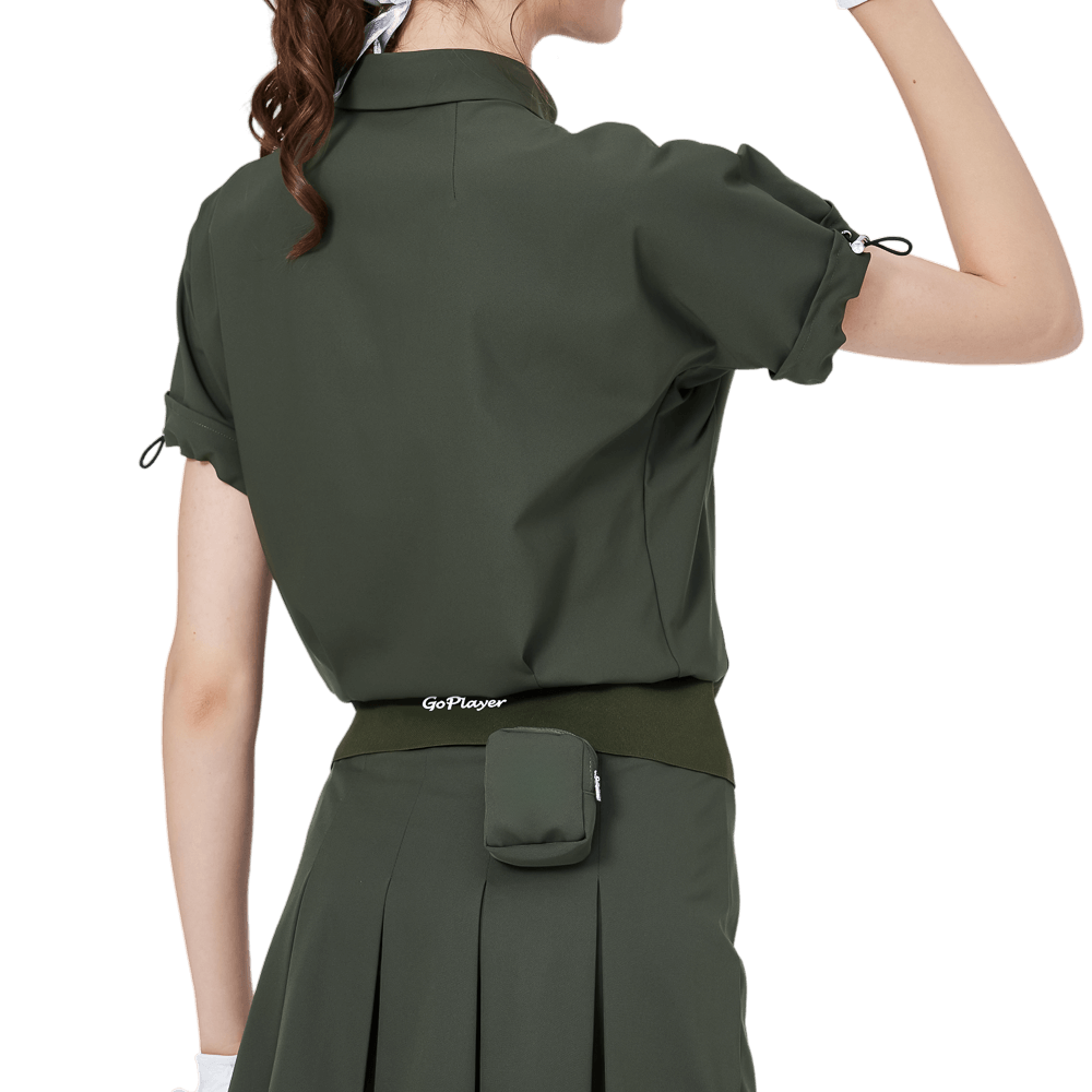 GoPlayer レディース ルーズフィット 半袖トップス (ミリタリーグリーン)