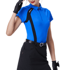 GoPlayer女高爾夫撞色短袖(藍)