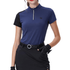 GoPlayer女立領高爾夫短袖(藏青)